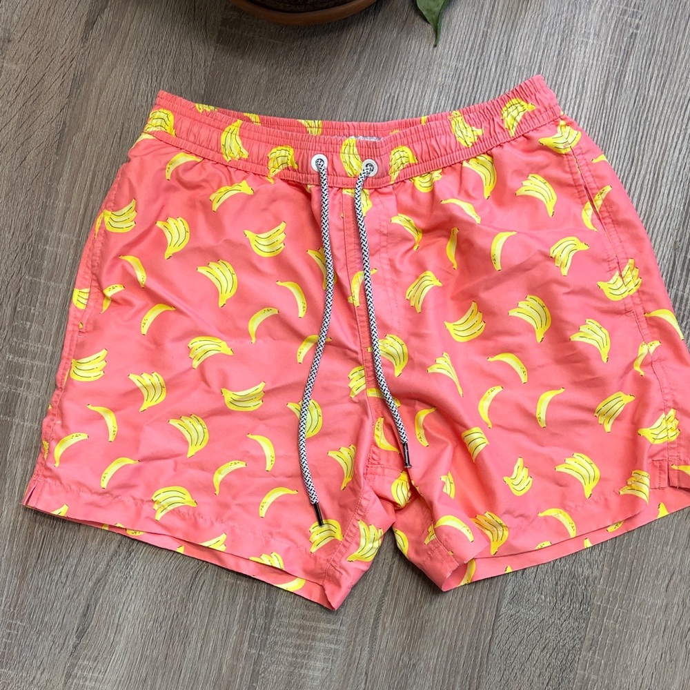 Maamgic Coral Banana-Print Men's Swim Trunks